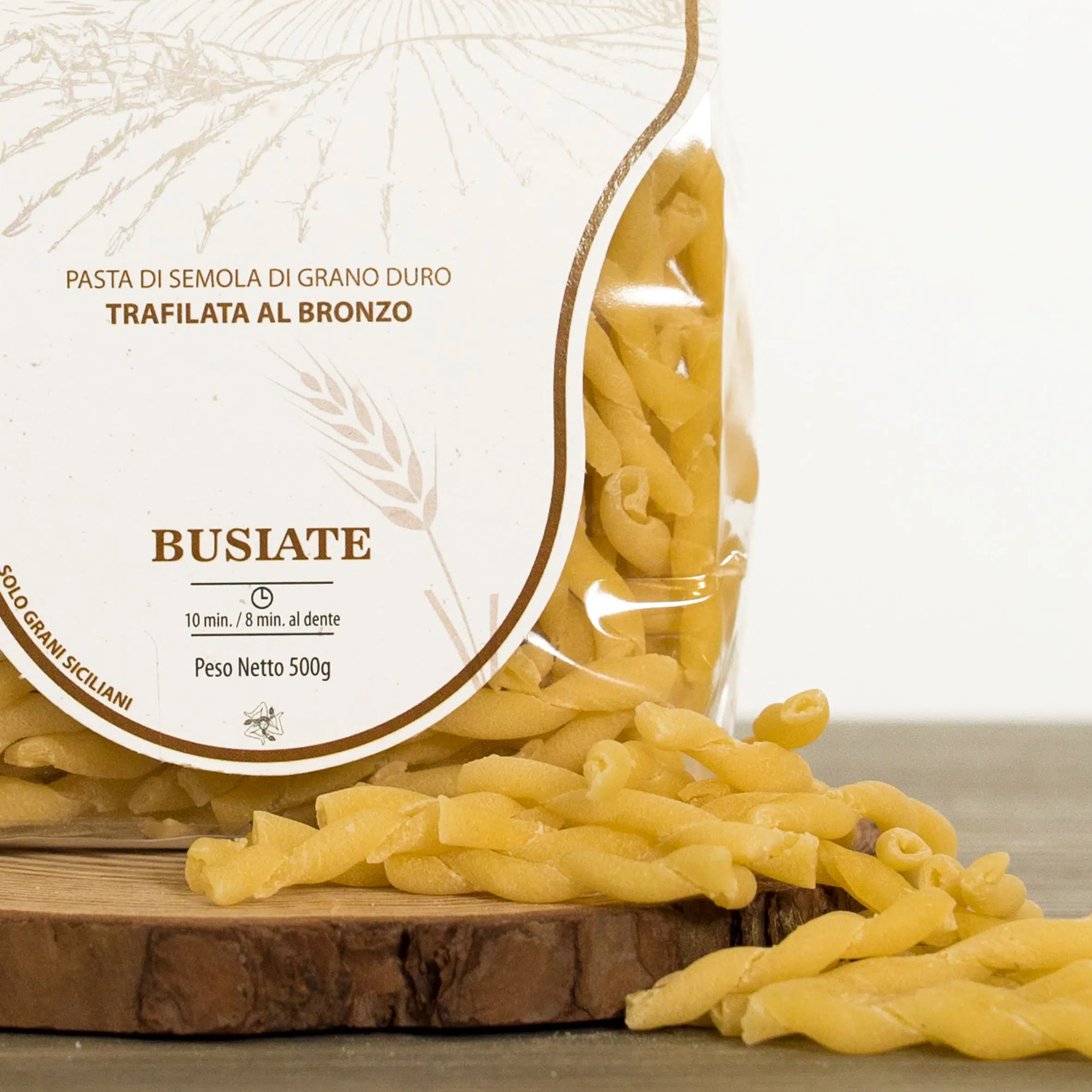 Pasta busiate siciliana trafilata al bronzo, 500g.